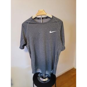 Nike Dri Fit Gray Short Sleeve Shirt Men Large